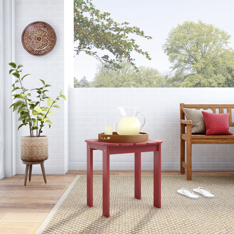 Langport Rectangular Acacia Solid Wood Outdoor Side Table , 18.11 " W 18.5 " D, Red