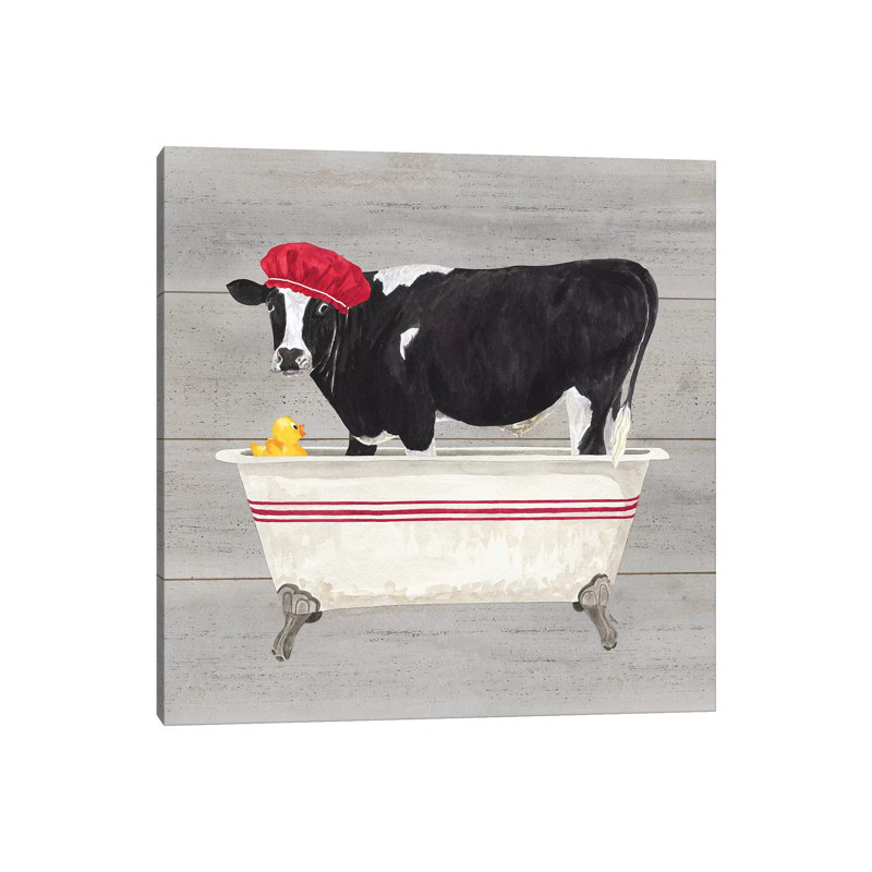 «Bath Time for Cows Tub» par Tara Reed, impression sur toile, H 26 po x l 26 po x P 1,5 po, Toile tendue