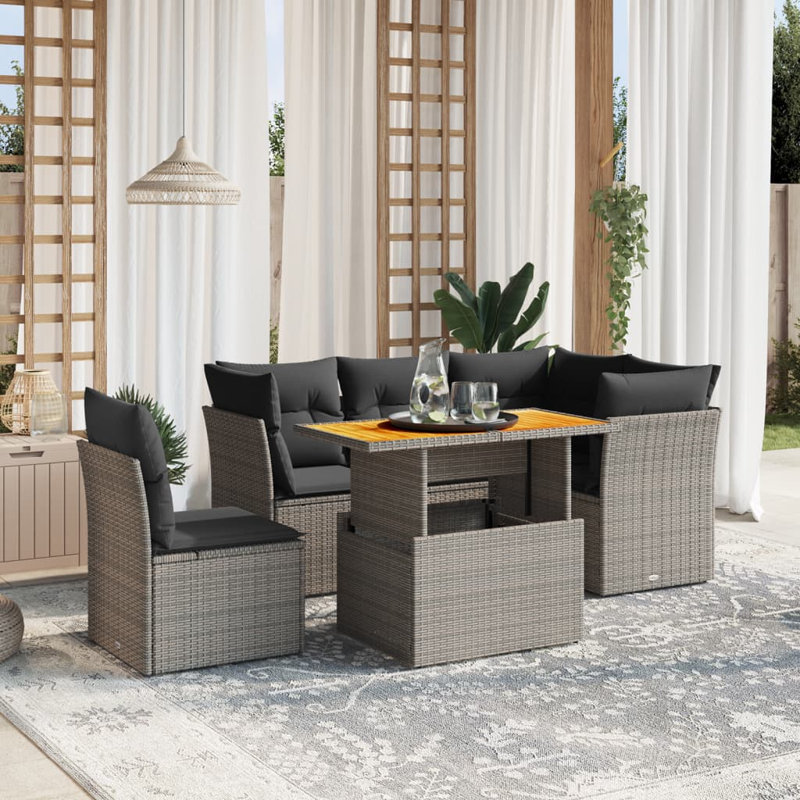 Ensemble de canapé de jardin avec coussins foncés Vidaxl