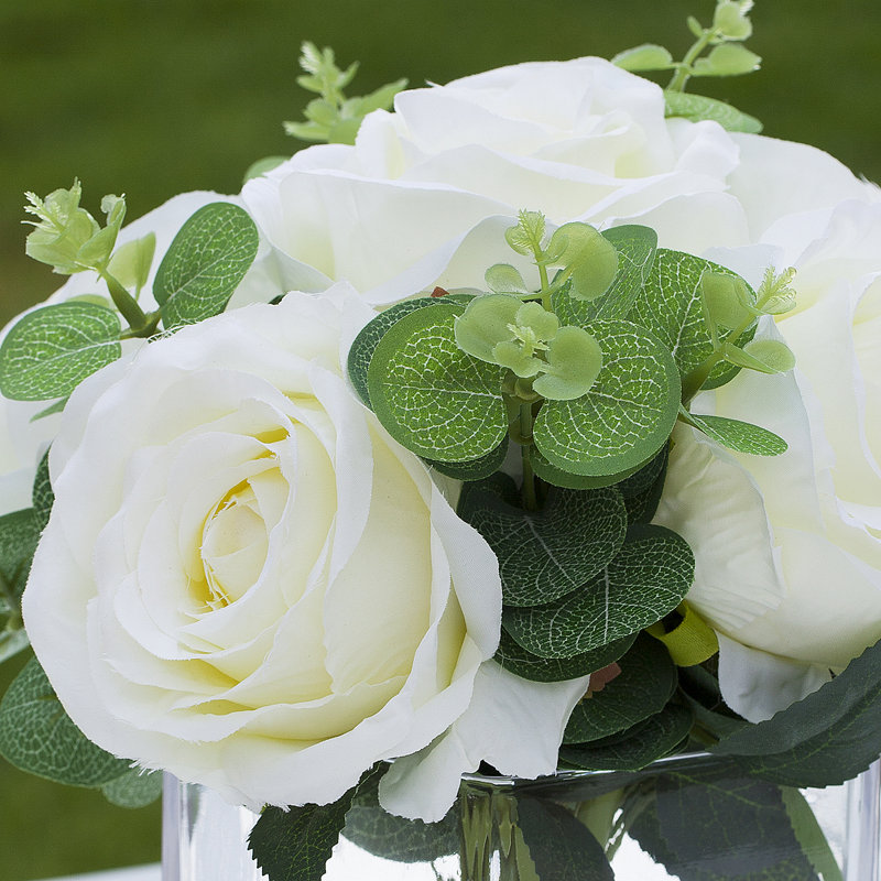 Faux Silk Rose Arrangement in Vase