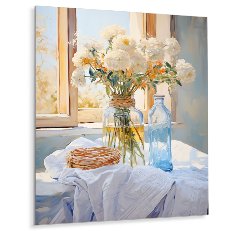 Blanc et orange côtières 6 serviettes à linge - Art mural en métal, H 32 po x l 16 po x P 1 po