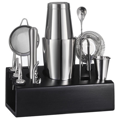Mixology Bartender Kit - 12-Pieces Cocktail Shaker Set With Stylish Bamboo Stand - Bar Accessories With All Essential Accessory Tools - Bar Set Perfect Drink Mixing Experience