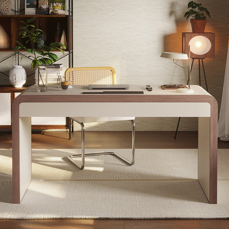 Bureau blanc rectangulaire en bois manufacturé, H 30,31 po x l 62,99 po x P 23,62 po