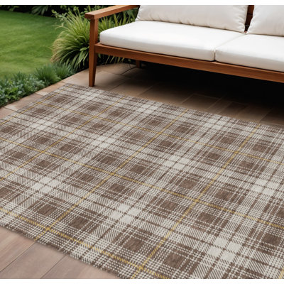 Tapis d'intérieur lavable à carreaux brun 8 pi x 10 pi