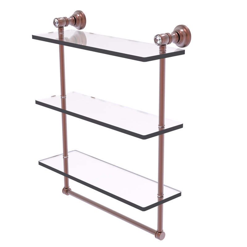 Étagère en cristal triée triple 3 pièces Freyja, H 5,54 po x l 16 po x P 19,7 po, Cuivre antique