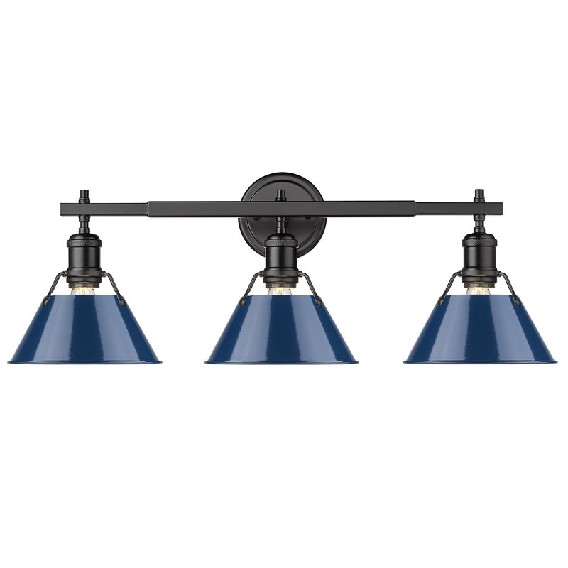 Luminaire à 3 lumières Felda, Bleu marine mat, Noir mat