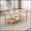 Table basse moderne à 2 niveaux avec rangement ouvert et pieds en bois d'hévéa-1082407022