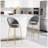 Celano Indoor Metal Upholstered Barstool With Gold-Plated Frame And Mixed Gray Upholstery, For Modern And Glam Interiors-2082646317