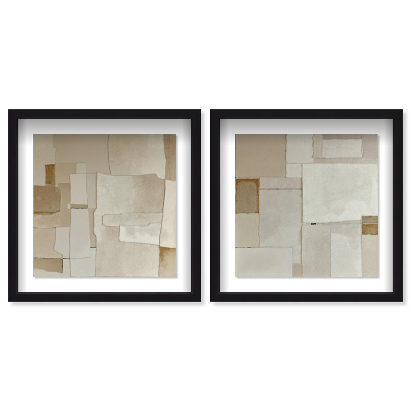 Vanilla Set Shadowbox Abstract Print by Oliver Gal, Black Frame, 12 x 12, 41.5"H x 41.5"W, Black Shadowbox