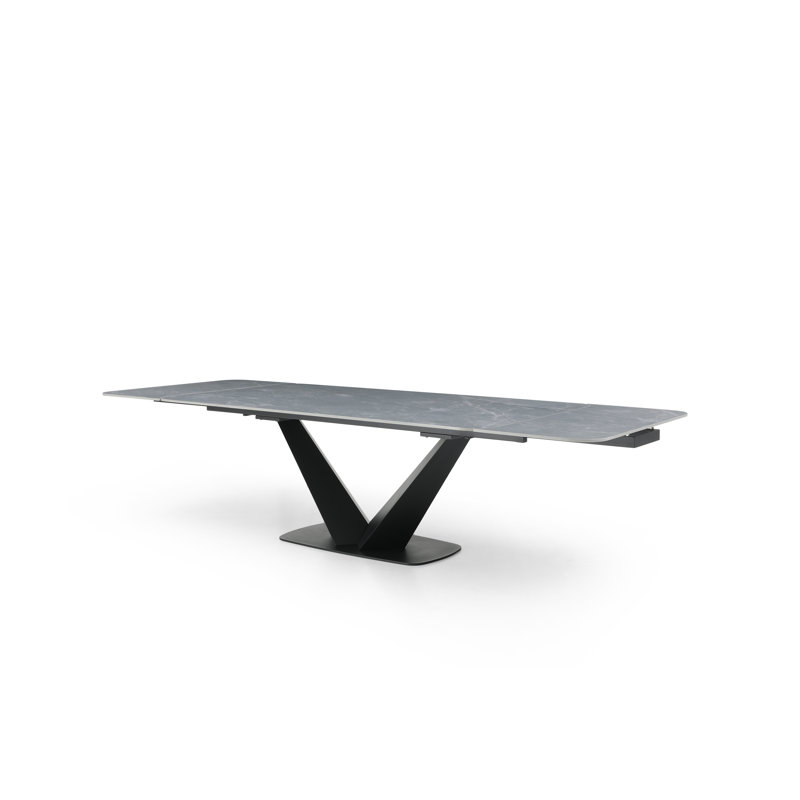 Contemporary Extendable Dining Table with V-Base