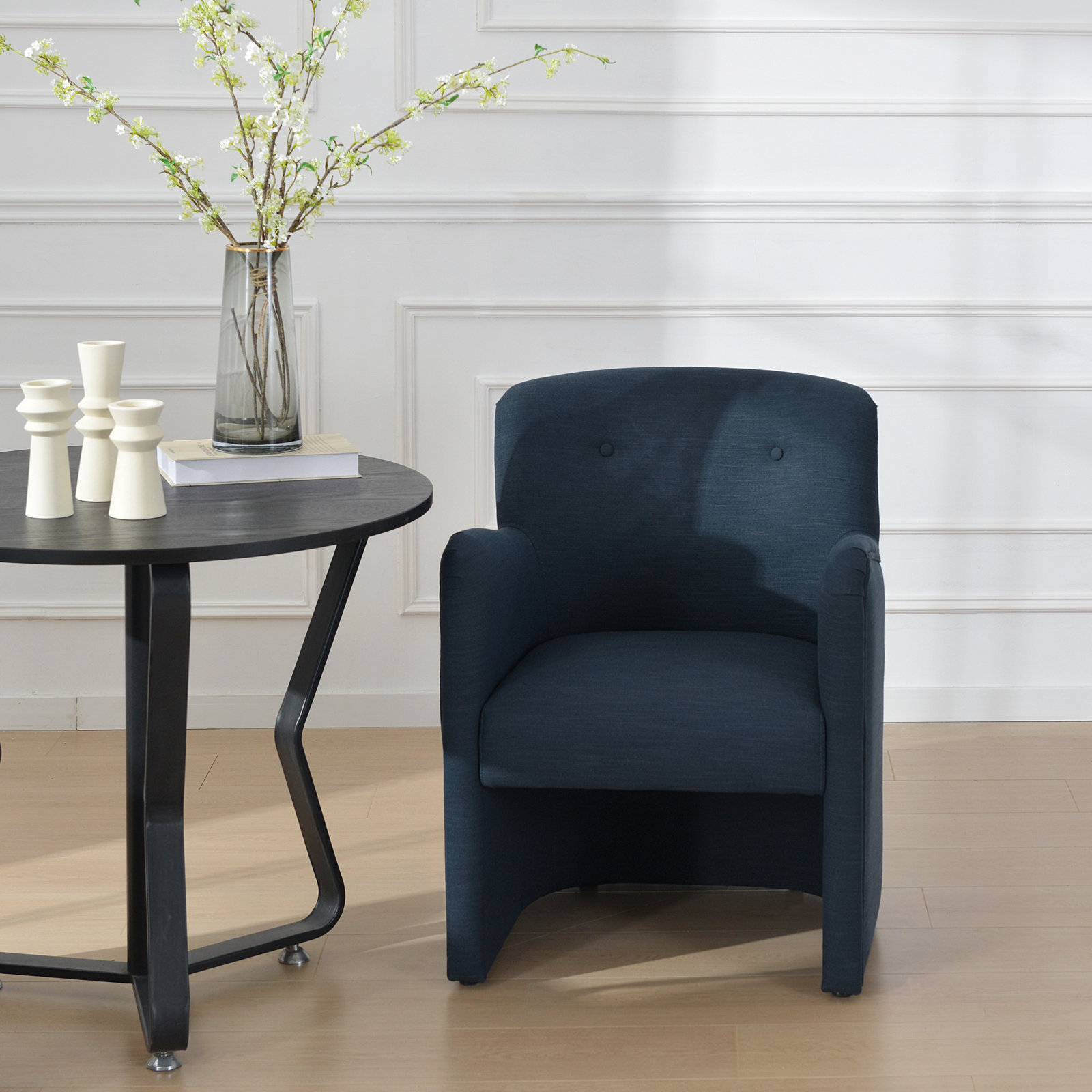 Jaidyn Linen Dining Armchair, Indigo