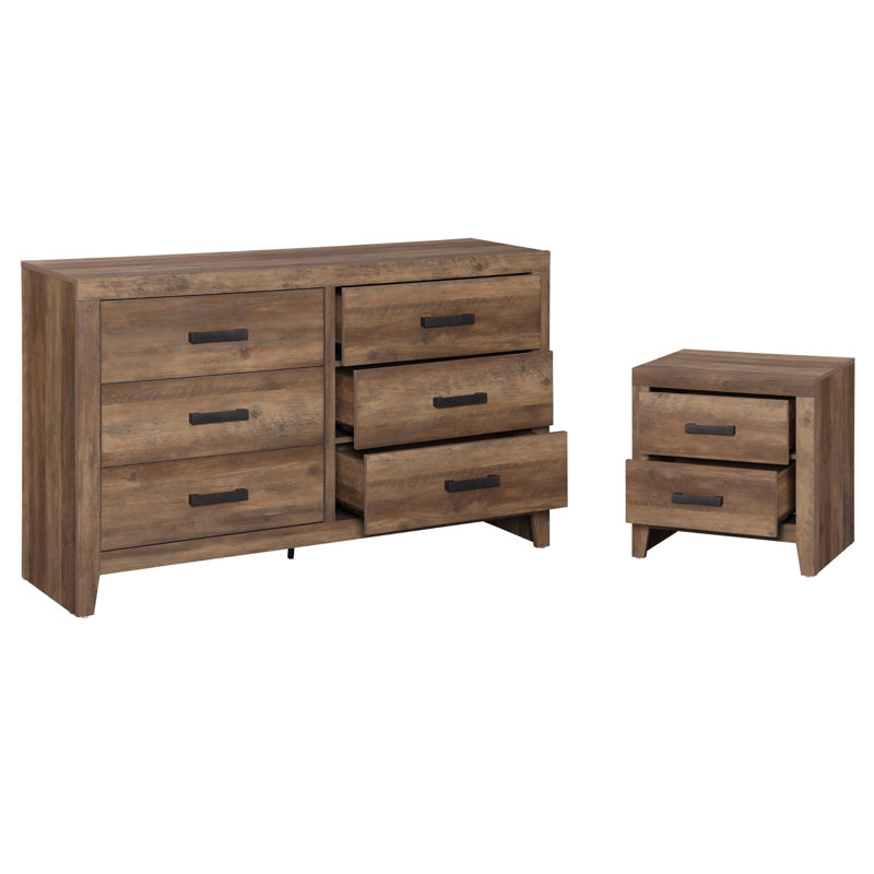 Ensemble de chambre à coucher 2 pièces avec table de chevet et commode