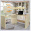 Bureau rotatif en L de 90 pouces avec 3 tiroirs, finition en bois naturel, idéal pour la maison et le bureau, peu encombrant et durable
