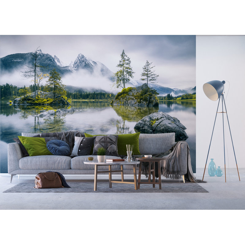 Panneau mural 4 panneaux L 9 pi x l 142 po Cathlyn Mountain Lake