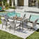 7 Piece Outdoor Dining Table Set With 2 Swivel Rocker Chair And Cushions