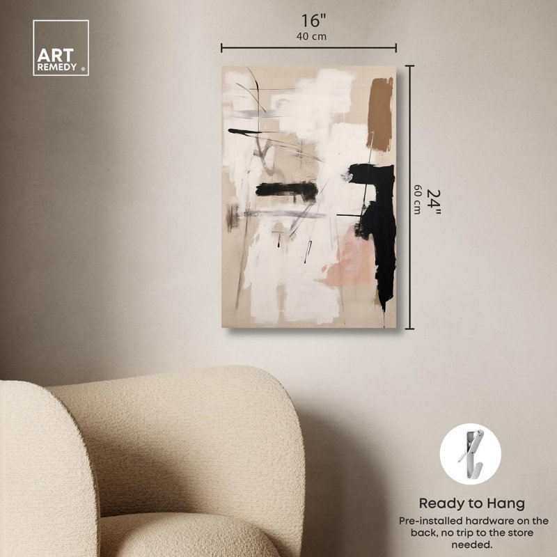 Strings of Love Canvas Muted Abstract Wall Art by Art Remedy, Wrapped Canvas, 24" H x 16" W