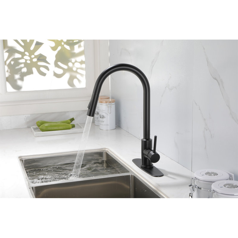 Robinet de cuisine avec douchette extractible, Noir mat