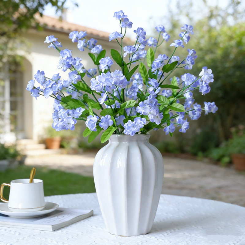 Set Of 6 Forget-Me-Not Artificial Flowers Silky Fake Flowers Bouquet Tables And Photography Props, A1, Lavender