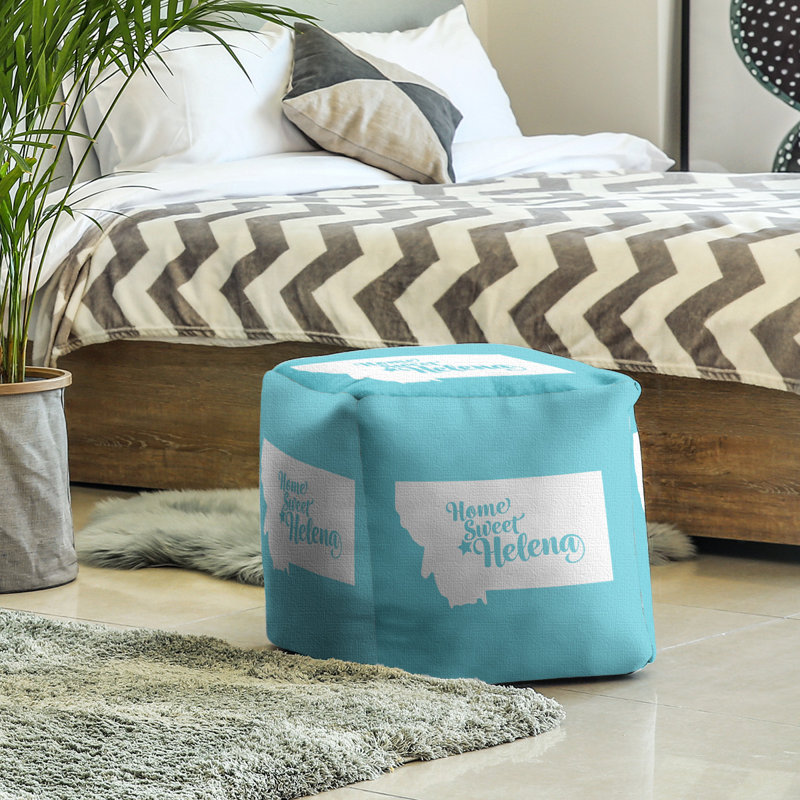 Repose-pieds cubique hélène montana, Bleu sarcelle