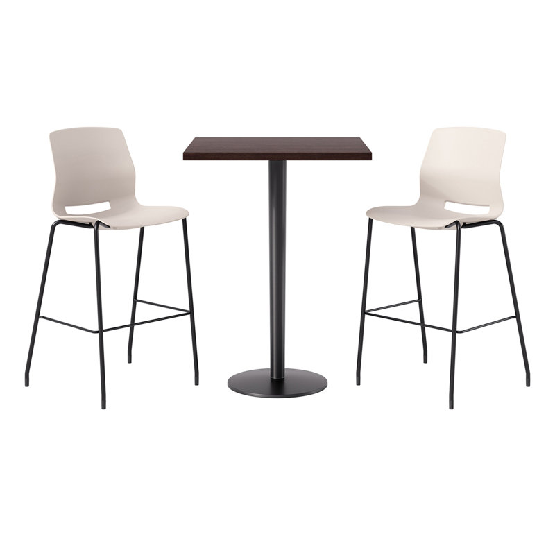 2 - Person Bar Height Dining Set, Espresso, Cream/Black
