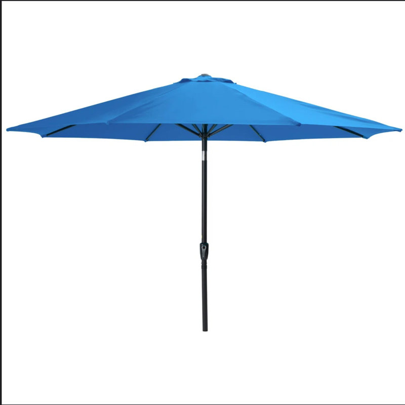 Parasol solaire 11 pi avec DEL et manivelle, inclinable * 8 baleines, auvent résistant aux rayons UV pour la piscine, la cour et le patio (sans base)