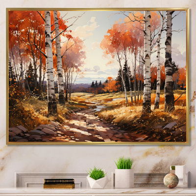 Birch Woods Gilded Pathway V - Tree Birch Wall Art Prints