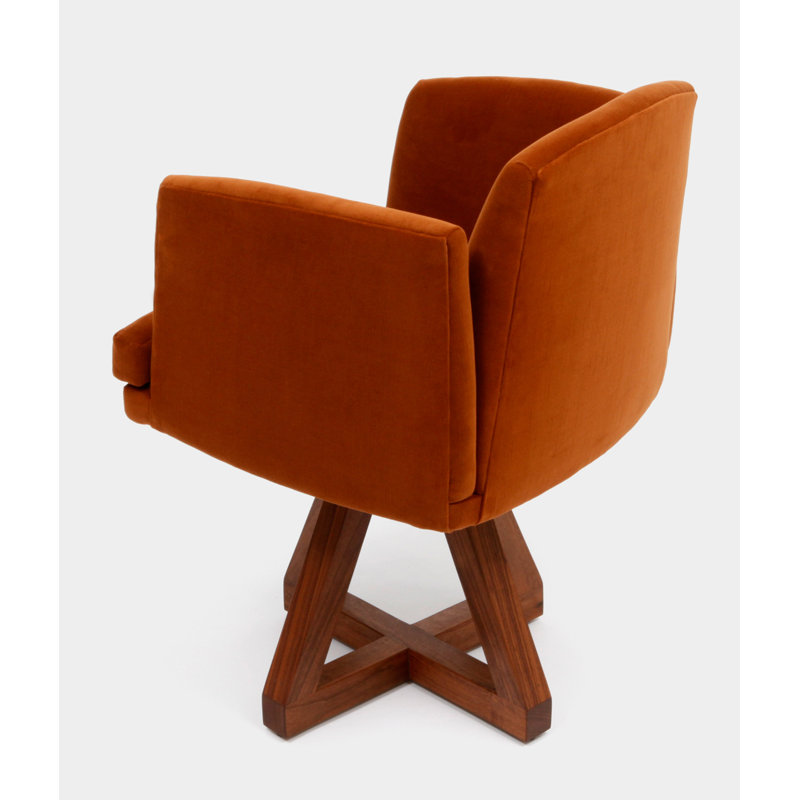 Allison 18'' H Velvet Upholstered Walnut Armchair, Cognac