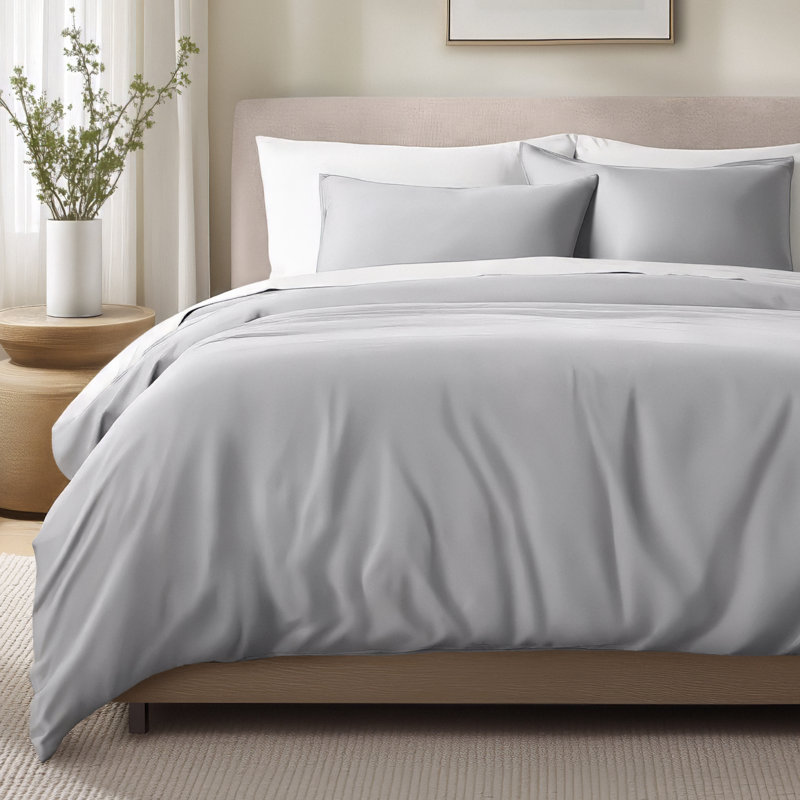 400 Thread Count Organic Cotton Sateen Duvet Cover Set, White, Full Duvet Cover + 2 Standard Shams