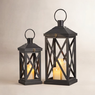 Wood Metal Lantern Candle Holder