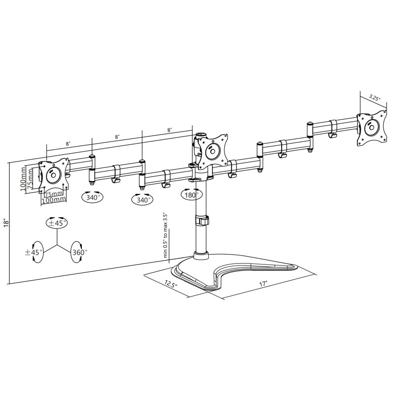 Triple Monitor Desk Stand