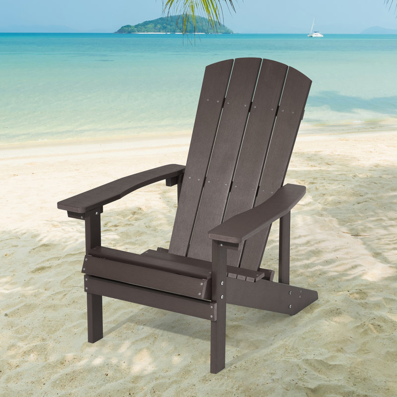 Chaise Adirondack en plastique Yonds, Marron foncé