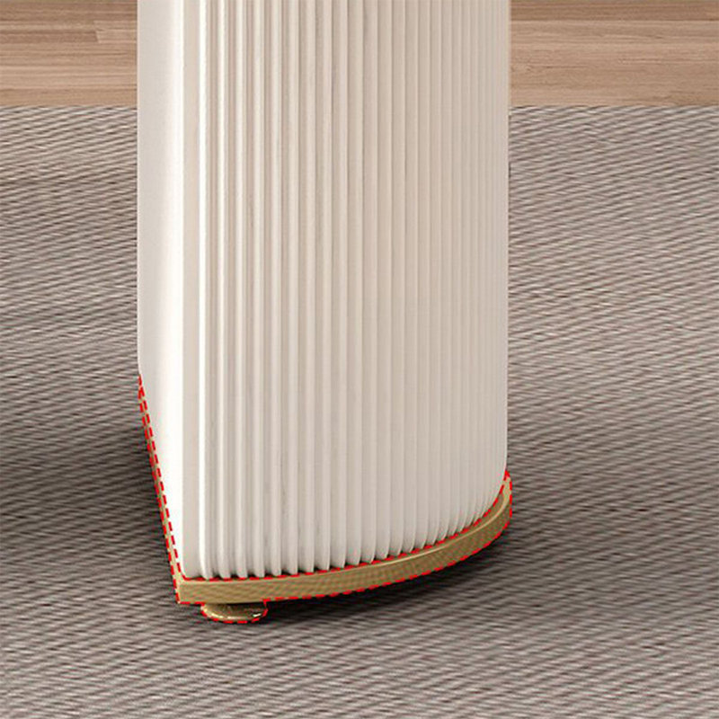 Blanc + demi-cercle en pierre frittée blanc crème + bois manufacturé avec bureau 1 tiroir, Orienté à droite