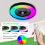 Ventilateur de plafond intelligent noir avec lumière DEL à changement de couleur RVB, intensité variable, application et télécommande