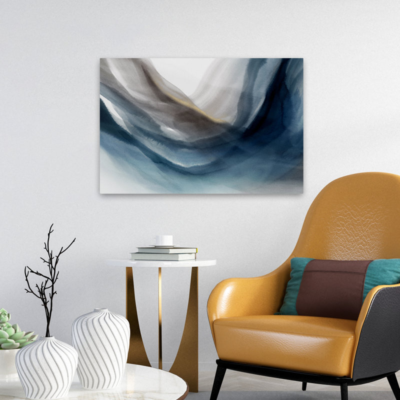 Vagues de tranquillité - art abstrait de vagues contemporaines à l'aquarelle, H 16 po x l 24 po