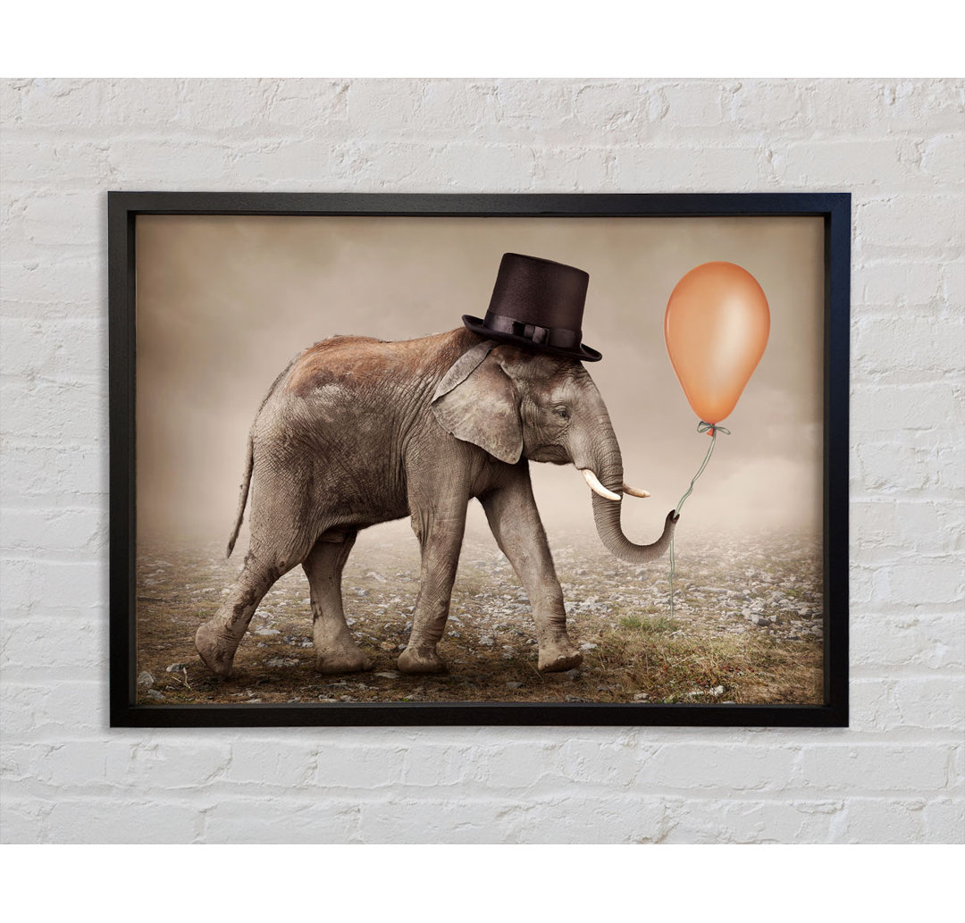 Top Hat Elephant - Einzelner Bilderrahmen Kunstdrucke auf Leinwand