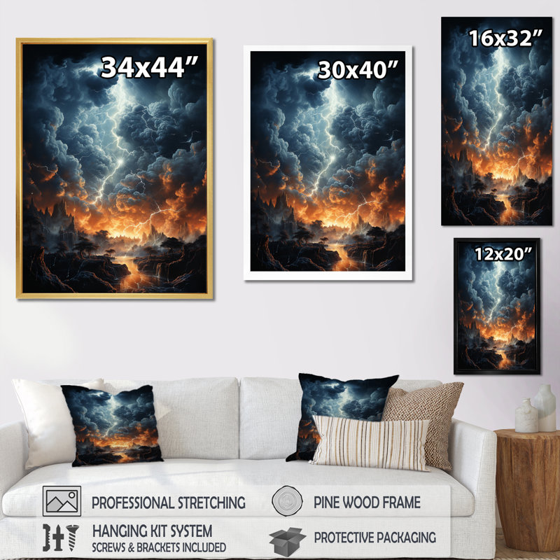 Linell " Lightning Dynamic Illumination ", White Picture Frame, 44" H x 34" W x 1.5" D