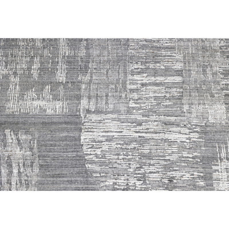 Abstract Area Rug in Ivory, Rectangle 6' x 9'