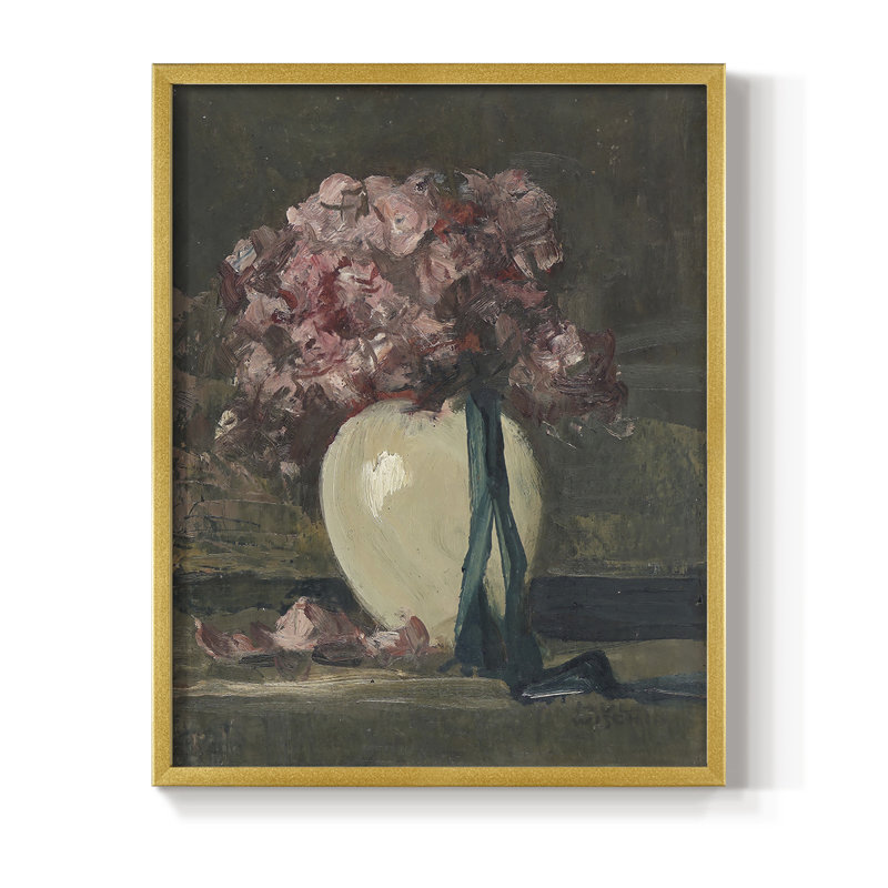 Impression florale vintage encadrée Lxxiv - bois massif, H 15 po x l 12 po, Doré