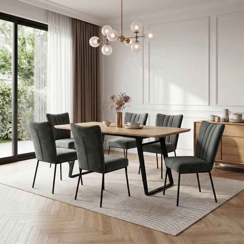  Table de salle à manger extensible avec chaises rembourrées Kincannon, H 30 po x l 35 po x P 63 po, Gris