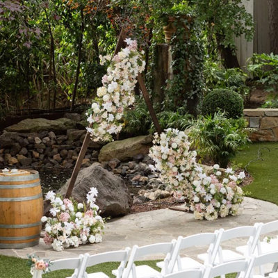 7.87ft Triangle Wooden Wedding Arch For Ceremony, Wood Arbor Backdrop Stand For Garden Wedding Parties Decorations, Rustic Wedding Arch Stand Decorations