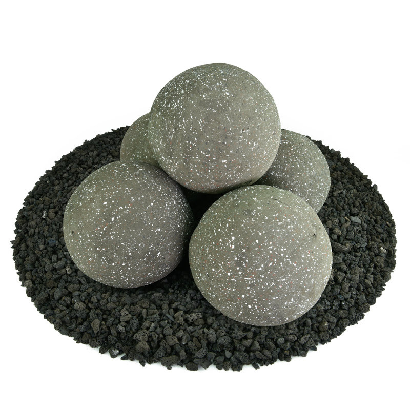 Ensemble de foyer d'extérieur Fire Balls, Gris anthracite moucheté