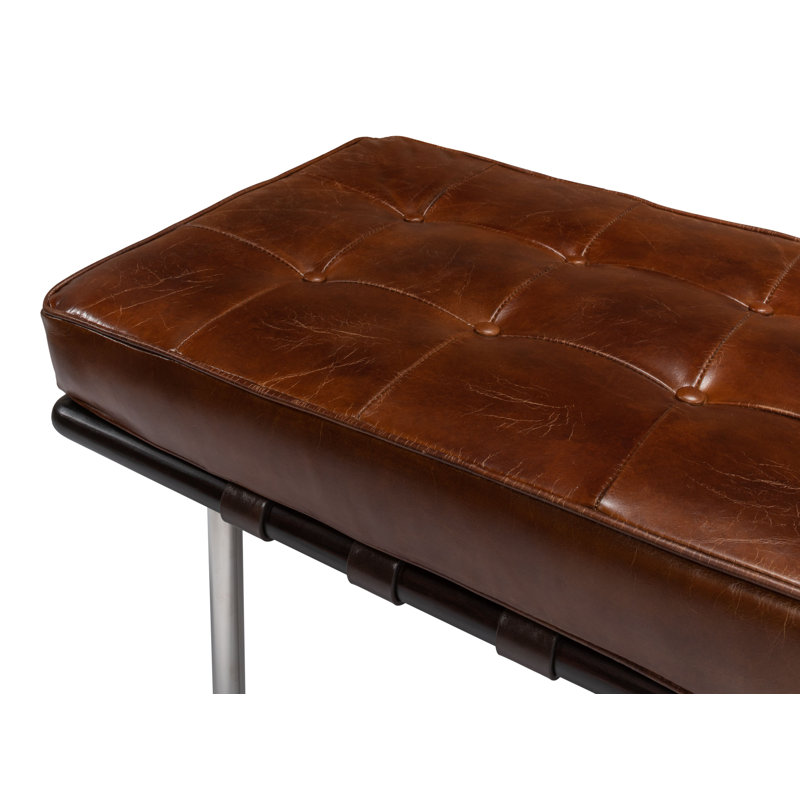 Prince Albert Leather Bench, Brown