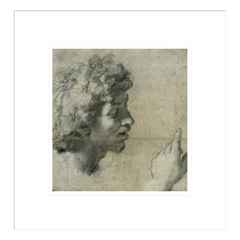 Étude pour la tête et la main d'un apôtre par Raphael, impression giclée encadrée, H 14,18 po x l 13,75 po
