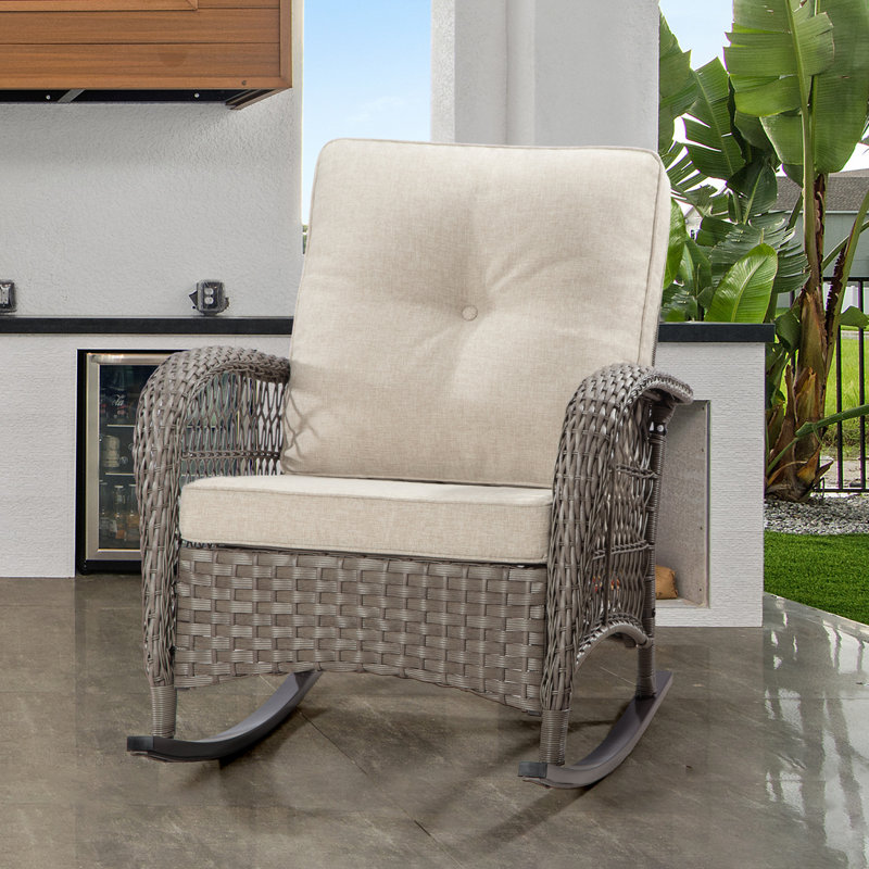 Chaise berçante d'extérieur en osier Fremantle, Beige