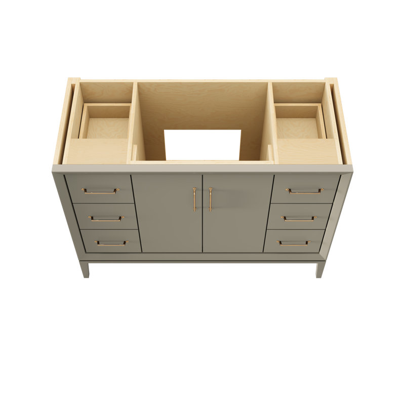 Alexandra Single Extra Wide Bath Vanity, French Olive, 48", Satin Gold