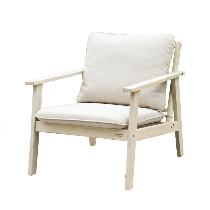 Solara Acacia Wood Outdoor Armchairs Set Of 2 With Rope Detailing And Cushions