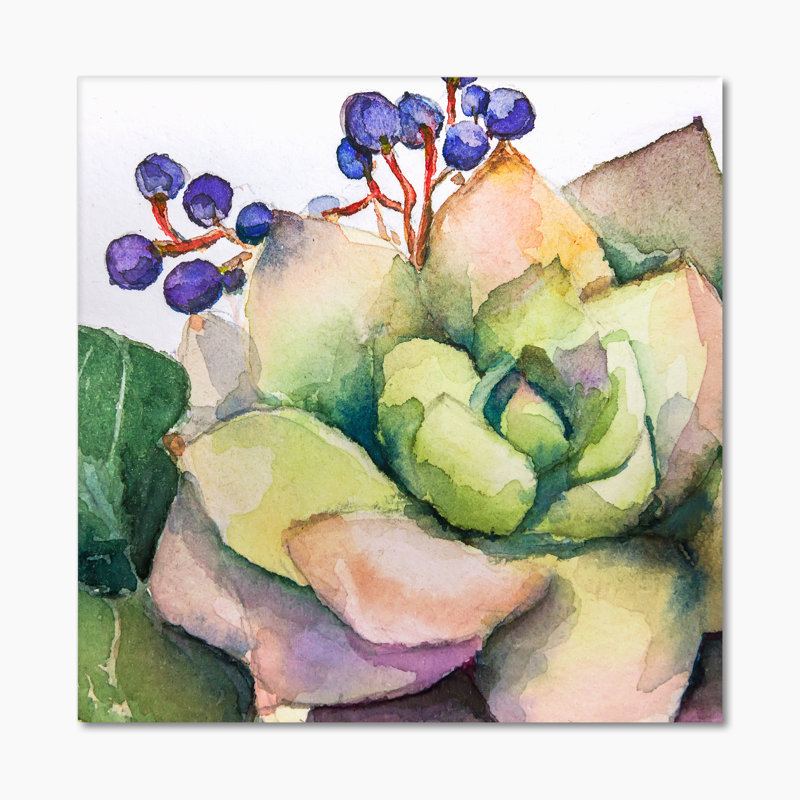 Peinture de fleurs succulentes III - sur, H 30 po x l 30 po x P 1 po, Toile tendue