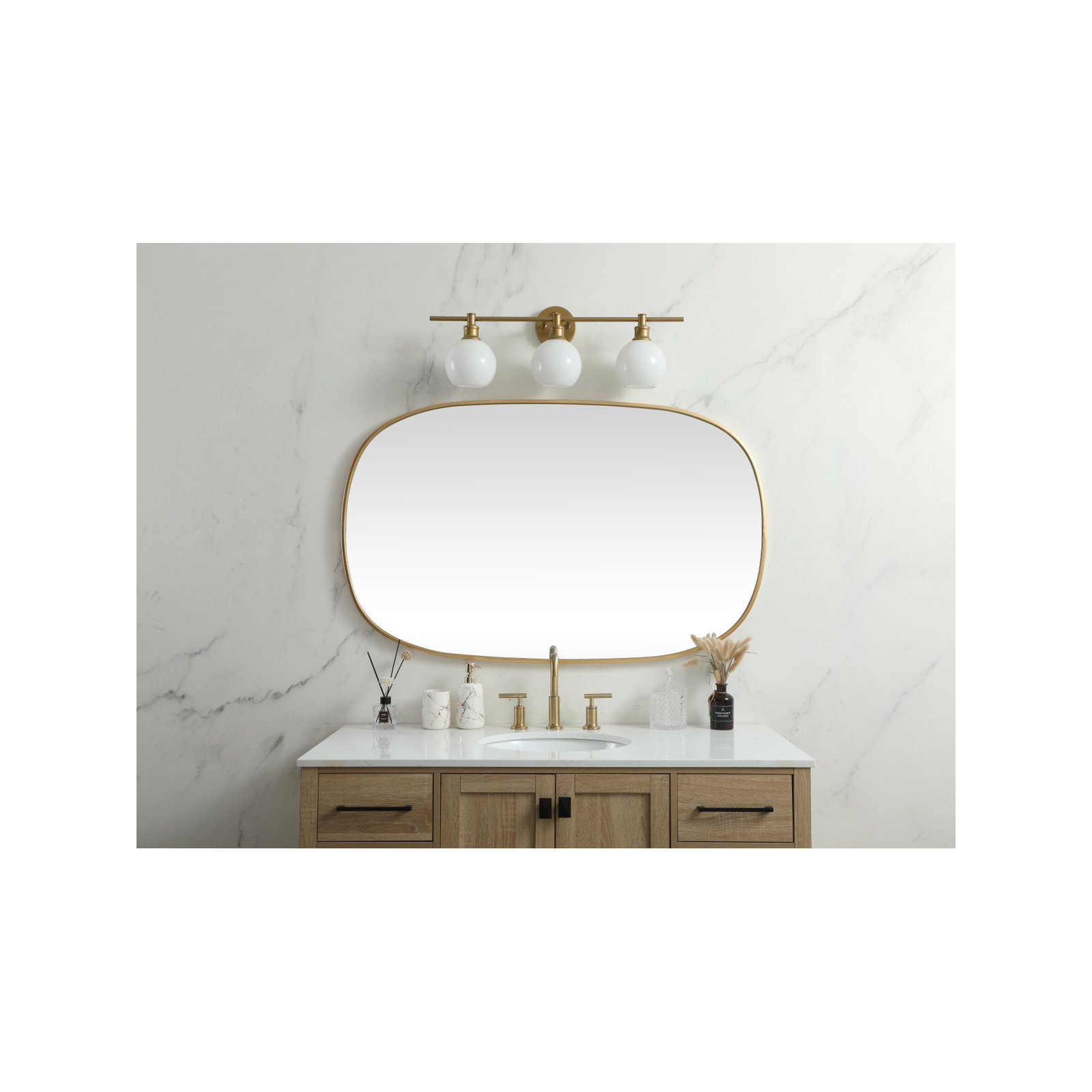Bertin Metal Oval Wall Mirror, Brass, 48"  x 30" 