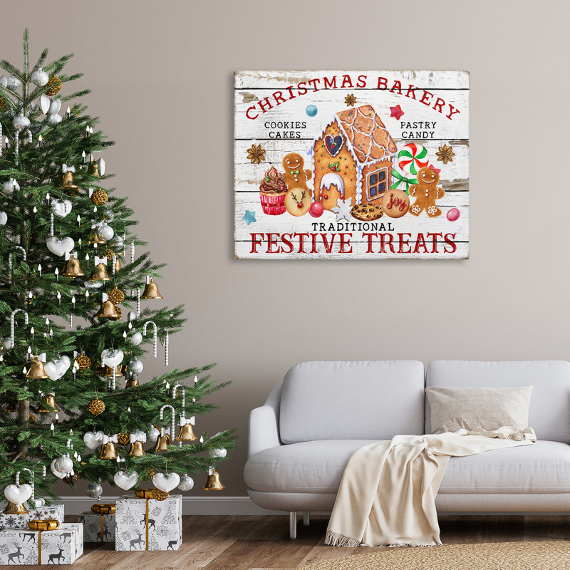 Art mural sur toile Festive Treats Bakery par Creatif Belle, H 36 po x l 48 po