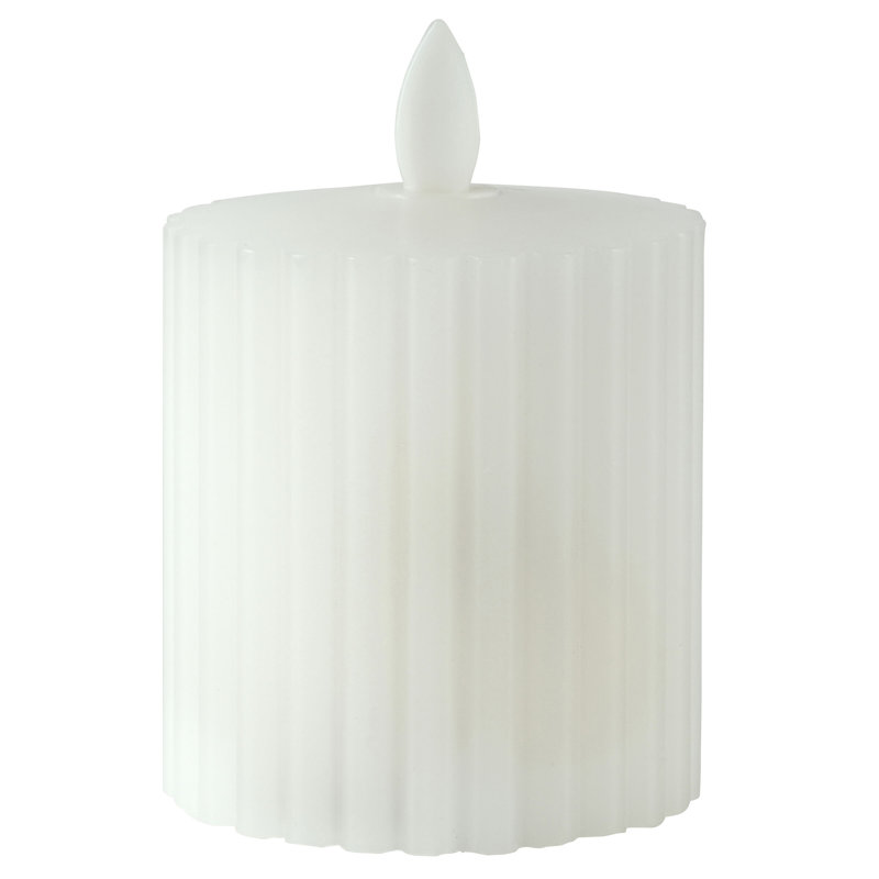 Fluted LED Wax Pillar, 3x4 Inch